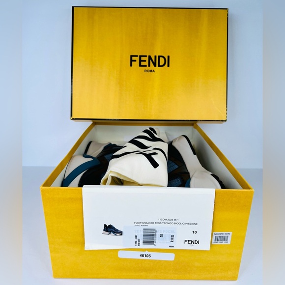 FENDI Flow FF Nylon Transparent Mix Media Logo Sneakers  UK 10 - US 11 - EU 44 - Picture 2 of 12